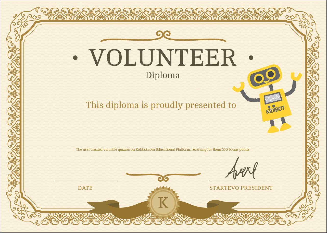 volunteer-diploma - KIDIBOT - Bătăliile cunoașterii