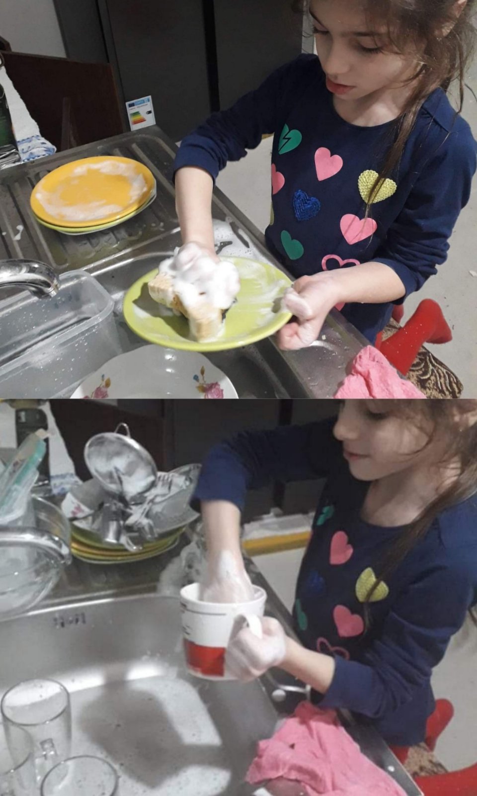 Am ajutat-o pe bunicuța – am spălat vasele.